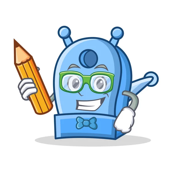 Student mit Bleistiftspitzer Charakter Cartoon — Stockvektor