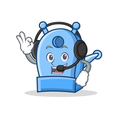 Kulaklık kalem kalemtıraş karakter karikatür ile