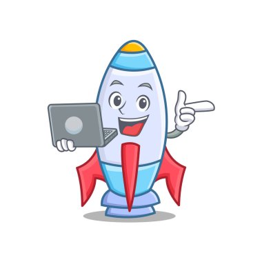 Dizüstü şirin roket karakter karikatür ile