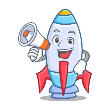 Megafon şirin roket karakter karikatür ile