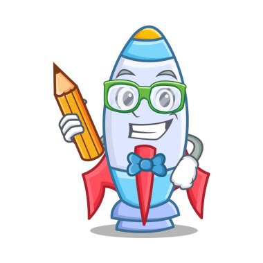 Öğrenci kalem şirin roket karakter karikatür ile