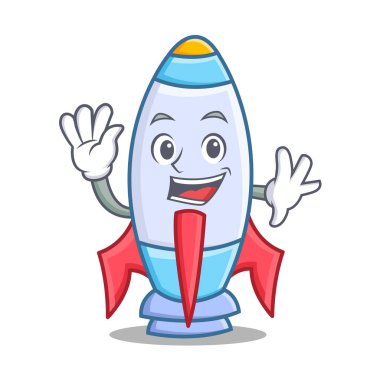 Şirin roket karakter karikatür sallayarak