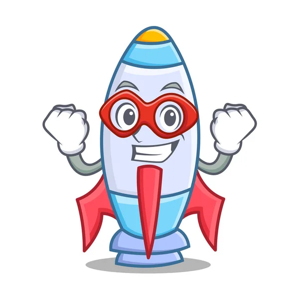 Super hero cute rocket character cartoon — Stock Vector