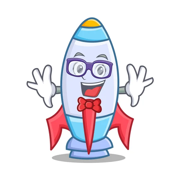 Geek cute rocket character cartoon — Stock Vector