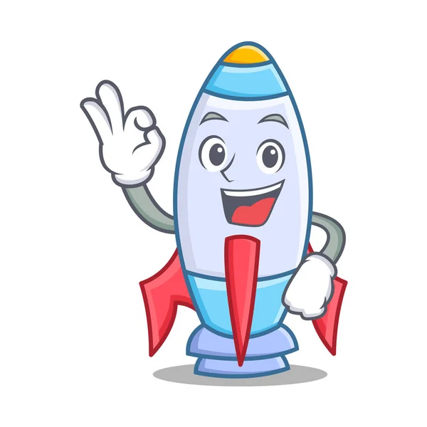 Okay cute rocket character cartoon — Stock Vector