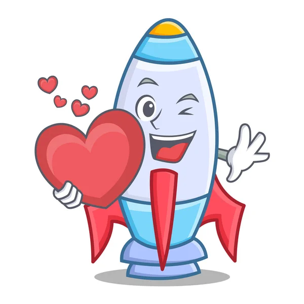 A szív aranyos rakéta karakter cartoon — Stock Vector