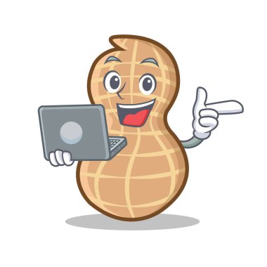 Dizüstü fıstık karakter karikatür tarzı ile