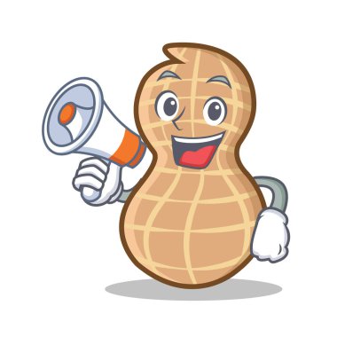 Megafon fıstık karakter karikatür tarzı ile