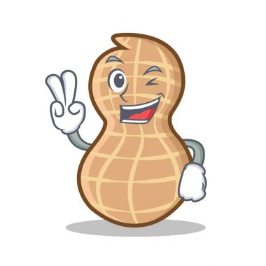 İki fıstık karakter karikatür tarzı parmak