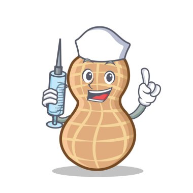 Hemşire fıstık karakter karikatür tarzı