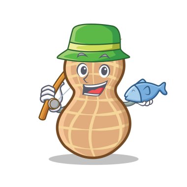 Fıstık karakter karikatür tarzı Balık tutma