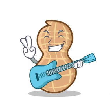 Gitar fıstık karakter karikatür tarzı ile