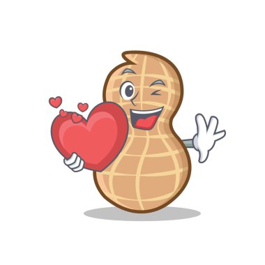 Kalp fıstık karakter karikatür tarzı ile