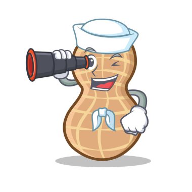 Denizci dürbün fıstık karakter karikatür tarzı ile