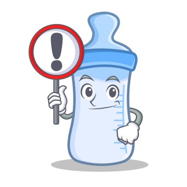 İşareti bebek şişe karakter karikatür ile