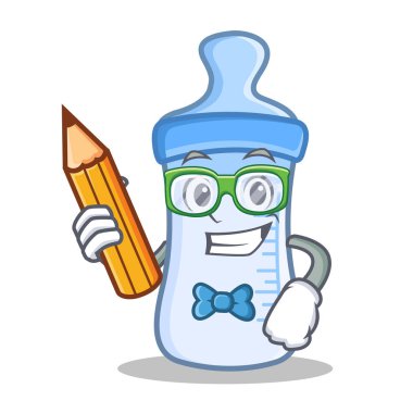 Öğrenci kalem bebek şişe karakter karikatür ile