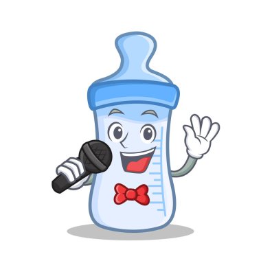 Şarkı söyleyen bebek şişe karakter karikatür
