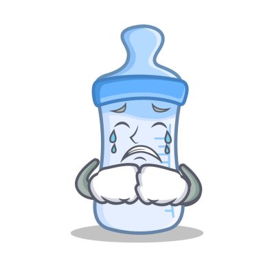 Ağlayan bebek şişe karakter karikatür