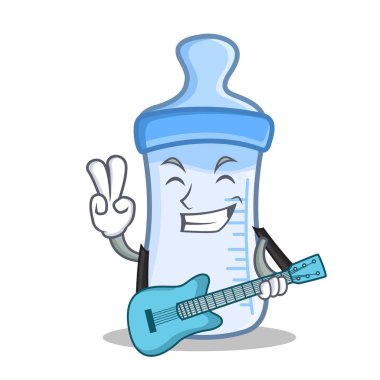 Gitar bebek şişe karakter karikatür ile