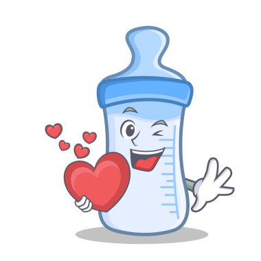 Kalp bebek şişe karakter karikatür ile