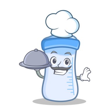 Şef gıda bebek şişe karakter karikatür ile