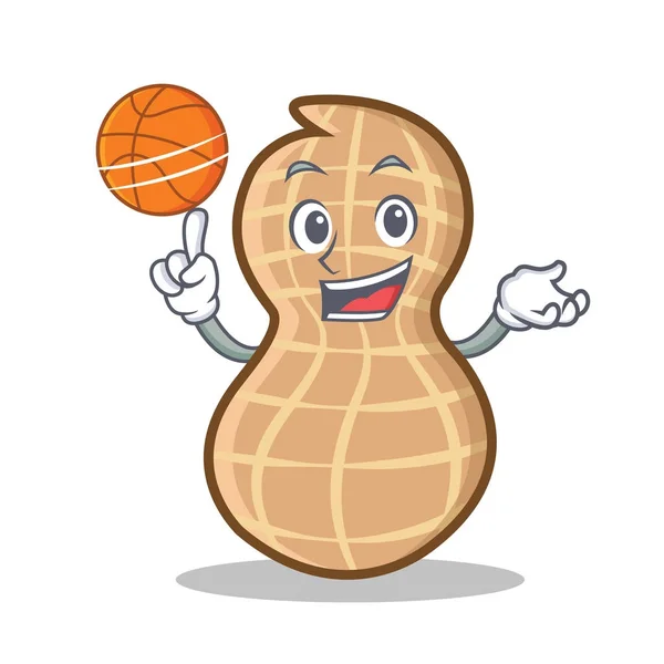 Oyun Basketbol fıstık karakter karikatür tarzı — Stok Vektör