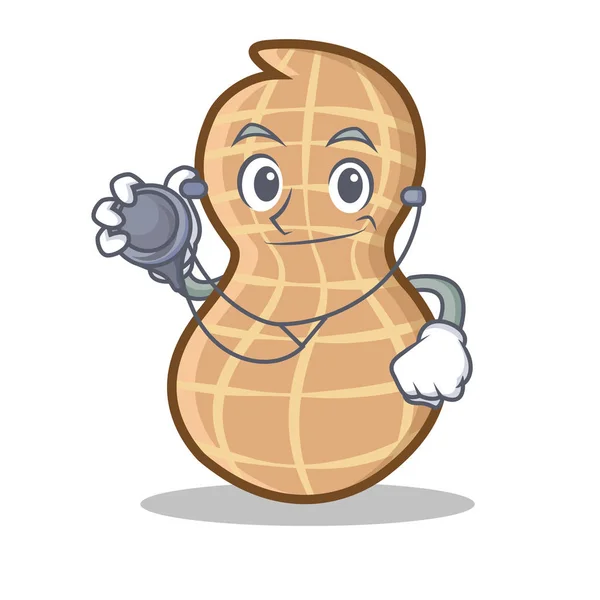 Doctor personaje de cacahuete estilo de dibujos animados — Vector de stock
