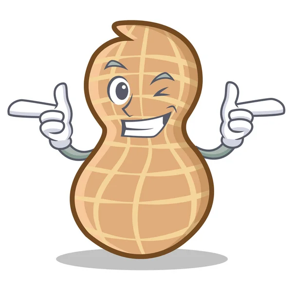 Wink peanut character cartoon style — Stock Vector