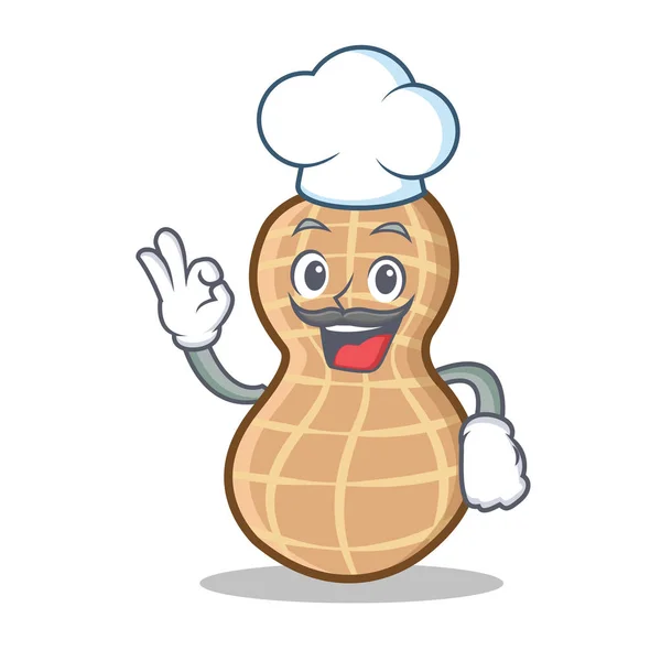 Chef peanut character cartoon style — Stock Vector