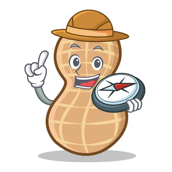 Explorer peanut character cartoon style — Stock Vector