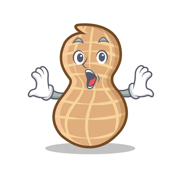 Surprised peanut character cartoon style — Stock Vector