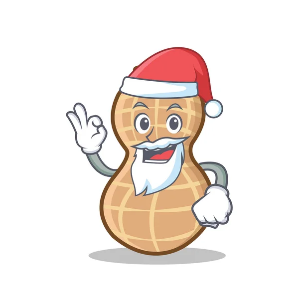 Santa peanut character cartoon style — Stock Vector