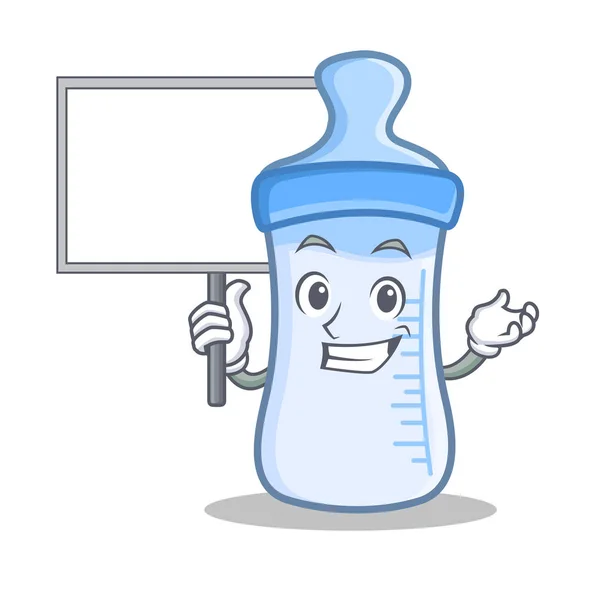 Bring board baby bottle character cartoon — Stock Vector