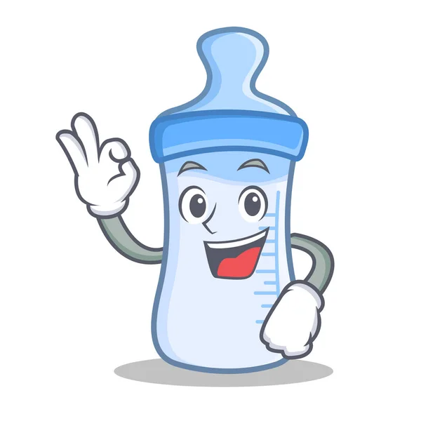 Okay baby bottle character cartoon — Stock Vector