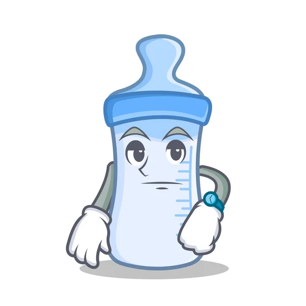 Warten Baby Flasche Charakter Cartoon — Stockvektor