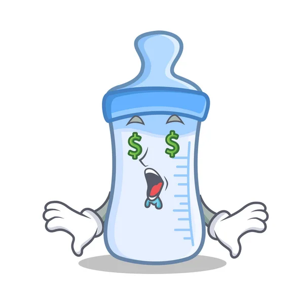 Argent oeil bébé bouteille personnage dessin animé — Image vectorielle