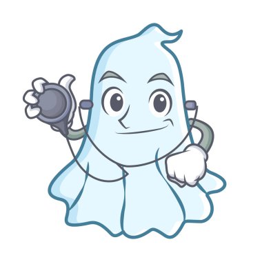 Doktor sevimli hayalet karakter karikatür