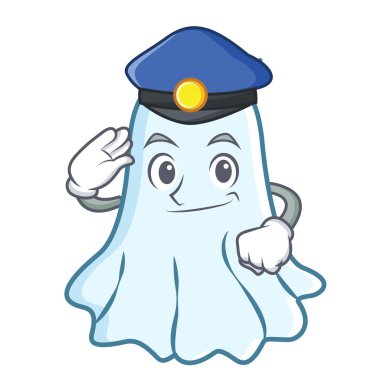 Polis sevimli hayalet karakter karikatür