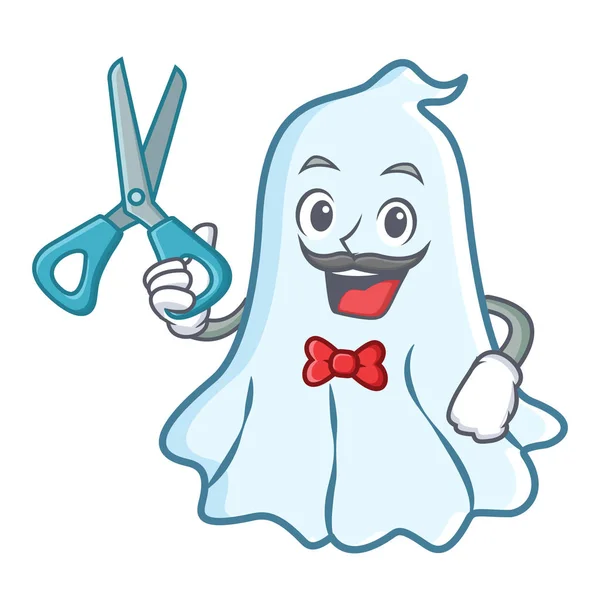 Peluquero lindo personaje fantasma de dibujos animados — Archivo Imágenes Vectoriales