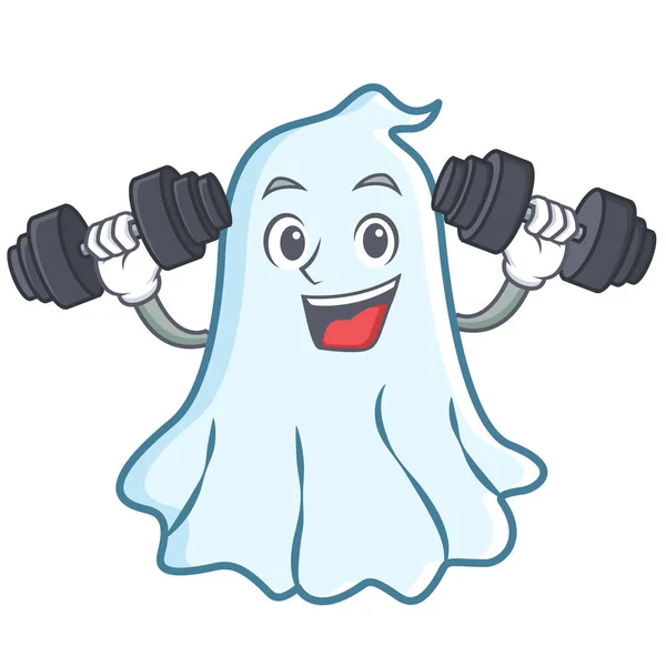 Fitness lindo fantasma personaje de dibujos animados — Archivo Imágenes Vectoriales