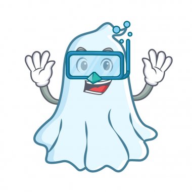 Sevimli hayalet karakter karikatür dalış