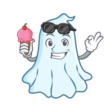 Dondurma sevimli hayalet karakter karikatür ile
