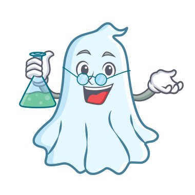 Profesör sevimli hayalet karakter karikatür