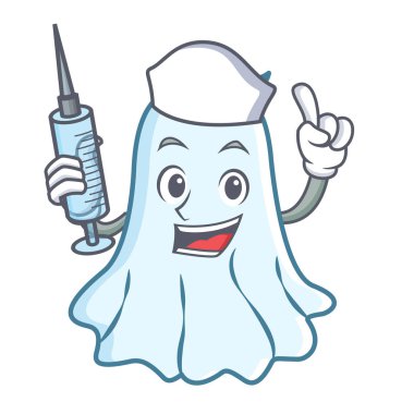 Hemşire sevimli hayalet karakter karikatür