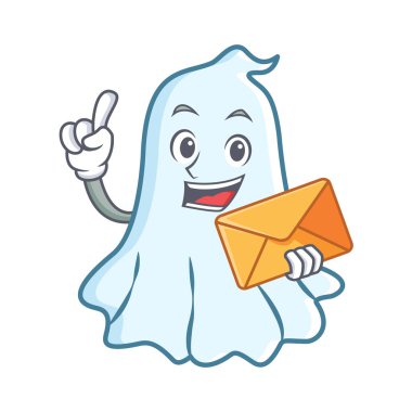 Zarf sevimli hayalet karakter karikatür ile