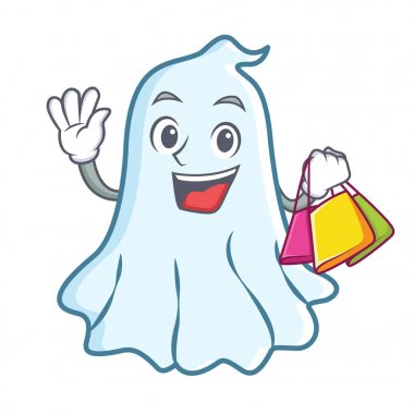 Sevimli hayalet karakter karikatür alışveriş