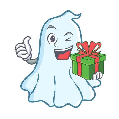Hediye sevimli hayalet karakter karikatür ile
