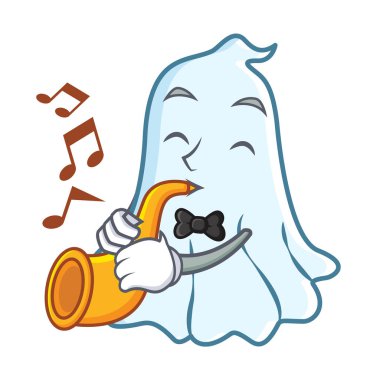 Trompet sevimli hayalet karakter karikatür ile