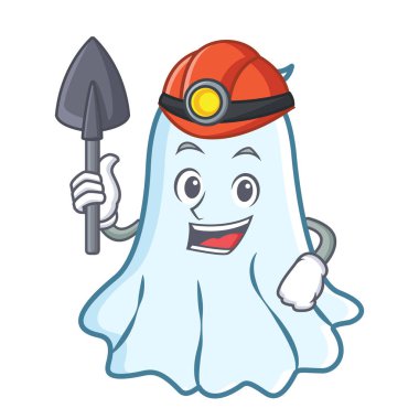 Madenci sevimli hayalet karakter karikatür