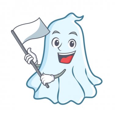 Bayrak sevimli hayalet karakter karikatür ile